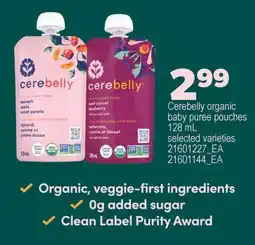 Real Canadian Superstore Cerebelly organic baby puree pouches 128 mL offer