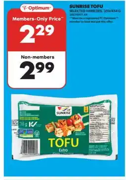 Real Canadian Superstore SUNRISE TOFU, 350/454 G offer