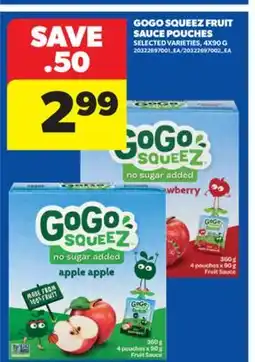Real Canadian Superstore GOGO SQUEEZ FRUIT SAUCE POUCHES, 4X90 G offer