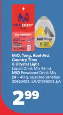 Real Canadian Superstore MiO, Tang, Kool-Aid, Country Time & Crystal Light Liquid Drink Mix 48 mL MiO Powdered Drink Mix 24-40 g offer