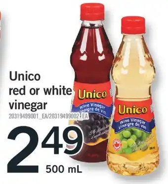 Fortinos UNICO RED OR WHITE VINEGAR 500 mL offer