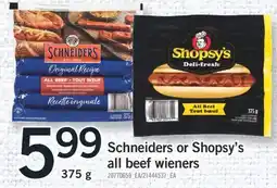 Fortinos SCHNEIDERS OR SHOPSY'S ALL BEEF WIENERS, 375 g offer