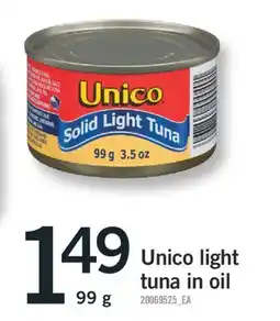 Fortinos UNICO LIGHT TUNA IN OIL, 99 g offer