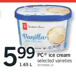Fortinos PC ICE CREAM, 1.65 L offer