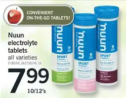 Fortinos NUUN ELECTROLYTE TABLETS, 10/12's offer