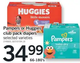 Fortinos PAMPERS OR HUGGIES CLUB PACK DIAPERS, 66-180's offer