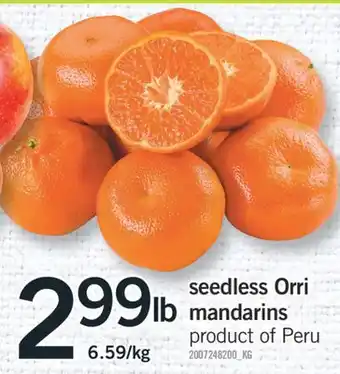 Fortinos SEEDLESS ORRI MANDARINS offer