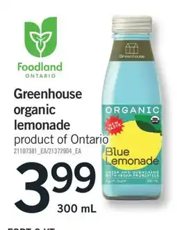 Fortinos GREENHOUSE ORGANIC LEMONADE, 300 ml offer