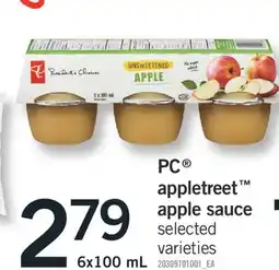 Fortinos PC APPLETREET APPLE SAUCE, 6X100 mL offer