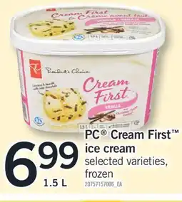 Fortinos PC CREAM FIRST ICE CREAM 1.5 L offer