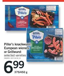 Fortinos PILLER'S KNACKWURST, EUROPEAN WIENERS GRILLWURST, 375/450 g offer