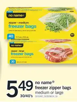 Fortinos NO NAME FREEZER ZIPPER BAGS, 30/40's offer