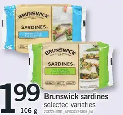 Fortinos BRUNSWICK SARDINES, 106 G offer