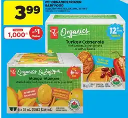 Real Canadian Superstore PC ORGANICS FROZEN BABY FOOD, 8X32 ML/2X128 G offer