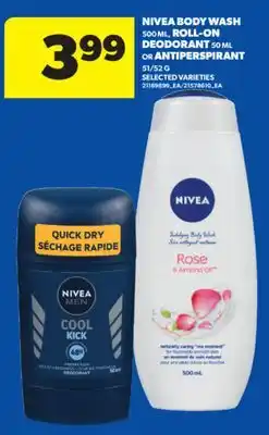 Real Canadian Superstore NIVEA BODY WASH 500 ML, ROLL-ON DEODORANT 50 ML OR ANTIPERSPIRANT 51/52 G offer