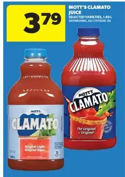 Real Canadian Superstore MOTT'S CLAMATO JUICE, 1.89 L offer