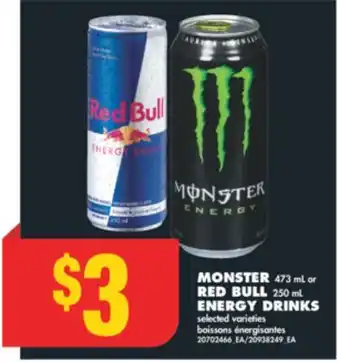 No Frills MONSTER 473 mL or RED BULL 250 mL ENERGY DRINKS offer