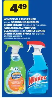 Real Canadian Superstore WINDEX GLASS CLEANER, 765 ML, SCRUBBING BUBBLES DISINFECTANT, 567/623 G OR 710-950 ML, FANTASTIK ALL PURPOSE CLEANER, 650 ML offer