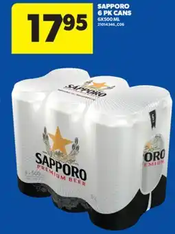 Real Canadian Superstore SAPPORO 6 PK CANS, 6X500 ML offer