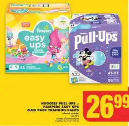 No Frills HUGGIES PULL UPS or PAMPERS EASY UPS CLUB PACK TRAINING PANTS, 46-74's offer