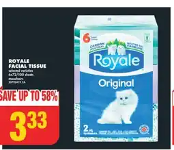 No Frills ROYALE FACIAL TISSUE, 6x72/100 sheets offer