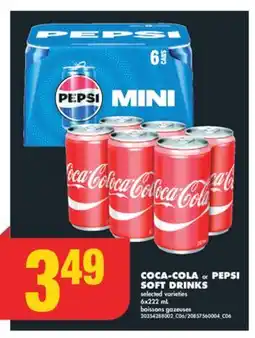 No Frills COCA-COLA or PEPSI SOFT DRINKS, 6x222 mL offer