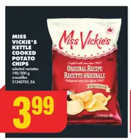 No Frills MISS VICKIE'S KETTLE COOKED POTATO CHIPS, 190/200 g offer