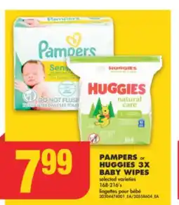 No Frills PAMPERS or HUGGIES 3X BABY WIPES, 168-216' s offer