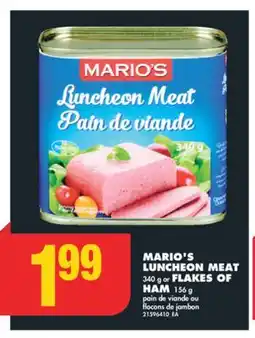 No Frills MARIO'S LUNCHEON MEAT, 340 g or FLAKES OF HAM, 156 g offer