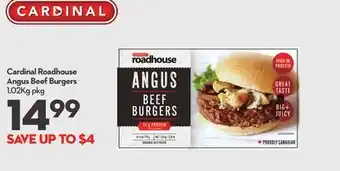 Longo's Cardinal Roadhouse Angus Beef Burgers offer
