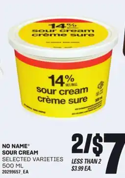 Loblaws NO NAME SOUR CREAM, 500 ML offer