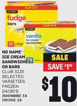 Loblaws NO NAME ICE CREAM SANDWICHES OR BARS, 24/30'S offer