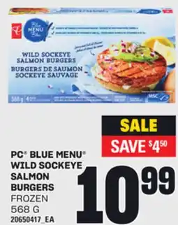 Loblaws PC BLUE MENU WILD SOCKEYE SALMON BURGERS, 568 G offer
