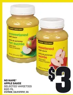 Loblaws NO NAME APPLE SAUCE, 620 ML offer
