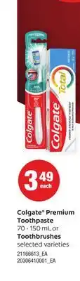 Loblaws COLGATE PREMIUM TOOTHPASTE 70-150 ML OR TOOTHBRUSHES offer