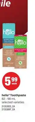Loblaws HELLO TOOTHPASTE, 82-98 ML offer
