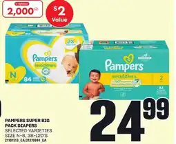 Loblaws PAMPERS SUPER BIG PACK DIAPERS, 38-120's offer