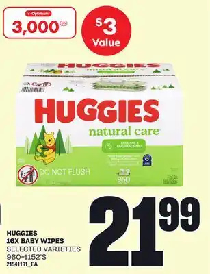 Loblaws HUGGIES 16X BABY WIPES, 960-1152'S offer