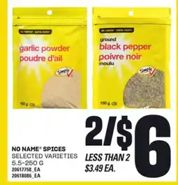 Loblaws NO NAME SPICES, 5.5-250 G offer