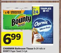 Foodland CHARMIN Bathroom Tissue 8 = 24 rolls or BOUNTY Paper Towel 2-4 pk offer