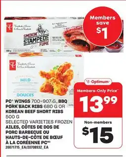 Independent Grocer PC WINGS, 700-907 G, BBQ PORK BACK RIBS, 680 G OR KOREAN BEEF SHORT RIBS, 500 G offer