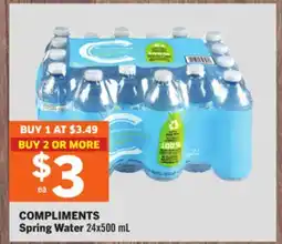 Foodland COMPLIMENTS Spring Water 24x500 mL offer