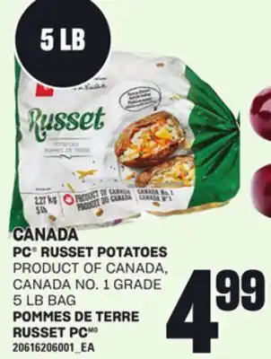 Independent Grocer PC RUSSET POTATOES, 5 LB BAG offer