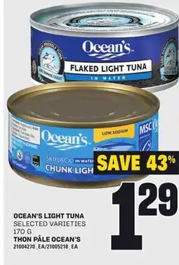 Independent Grocer OCEAN'S LIGHT TUNA, 170 G offer