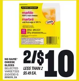 Independent Grocer NO NAME CHEESE SLICES, 210/230 G offer