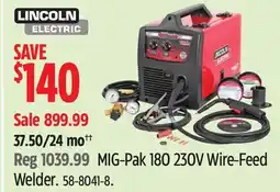 Canadian Tire Lincoln Electric MIG-Pak 180 230V Wire-Feed Welder offer