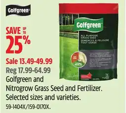 Canadian Tire Golfgreen and Nitrogrow Grass Seed and Fertilizer offer
