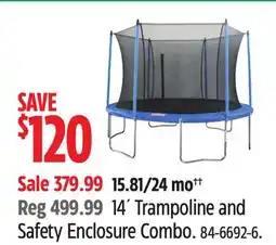 Canadian Tire JumpTek 14' Trampoline and Safety Enclosure Combo offer