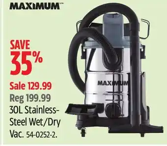 Canadian Tire MAXIMUM 30L Stainless- Steel Wet/Dry Vac offer