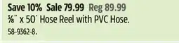 Canadian Tire Mastercraft 3⁄8 x 50' Hose Reel with PVC Hose offer